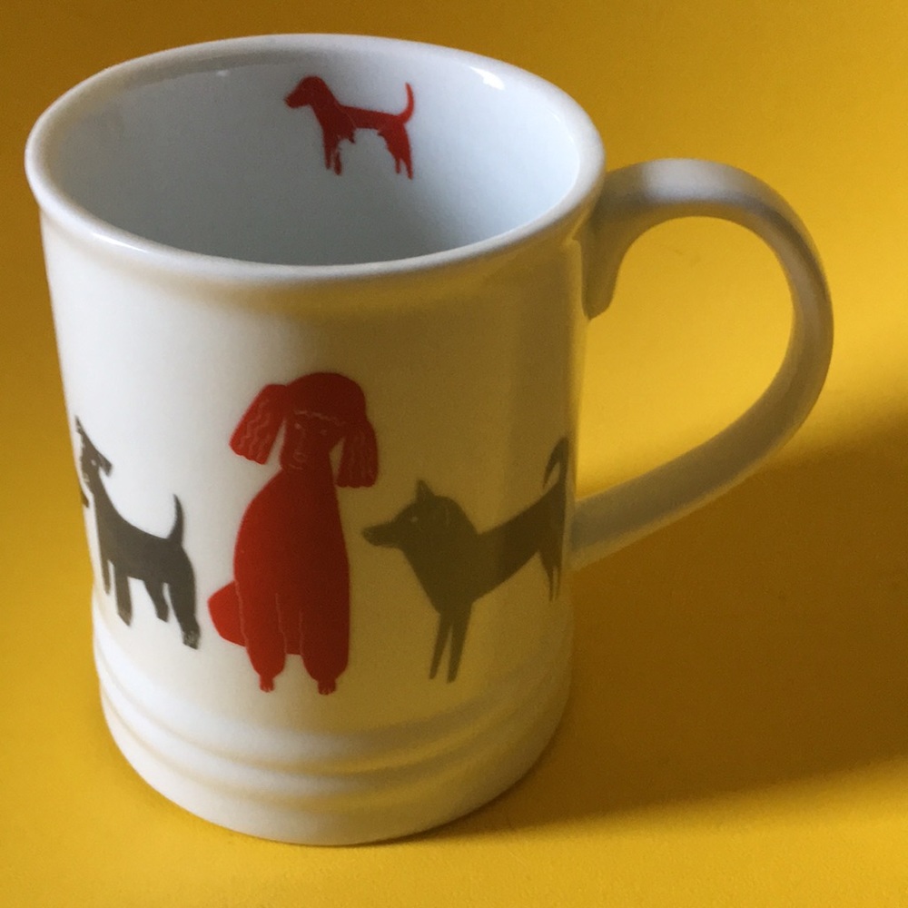 FRINGE Puppy Dog mug cup porcelain dachshund chow Great Dane poodle silhouette